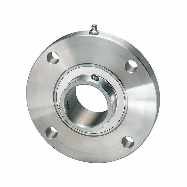Iptci Piloted Flange Ball Bearing Unit, 1.6875 in Bore, All Stainless, Set Screw Lock, 2 Tri Lip Seals SUCSFCS209-27L3